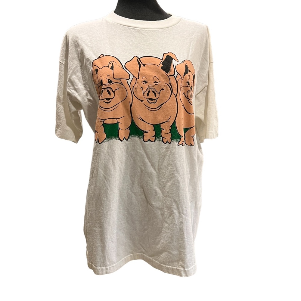 MURINA 100% Pre Shrunk Cotton Vintage Short Sleeve Tee Three Little Pigs Graphic